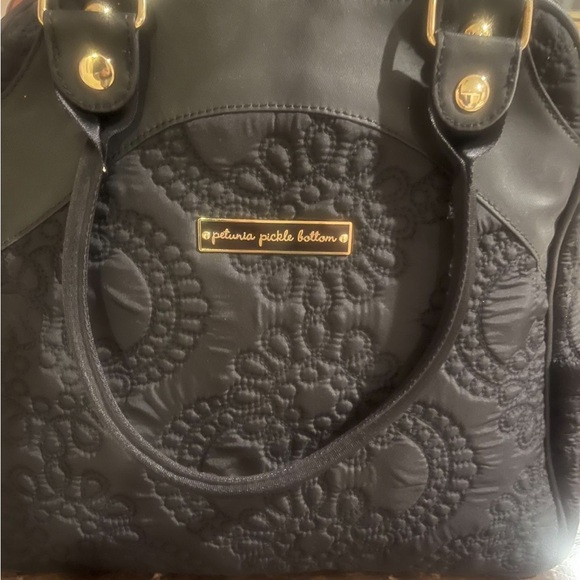 Petunia Pickle Bottom Handbags - Petunia Pickle Bottom Black Embroidered Baby Bag